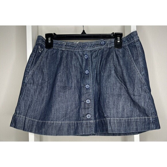 American Eagle Outfitters Skirt Womens 6 Blue Denim Dark Wash 6 Buttons - Picture 1 of 11